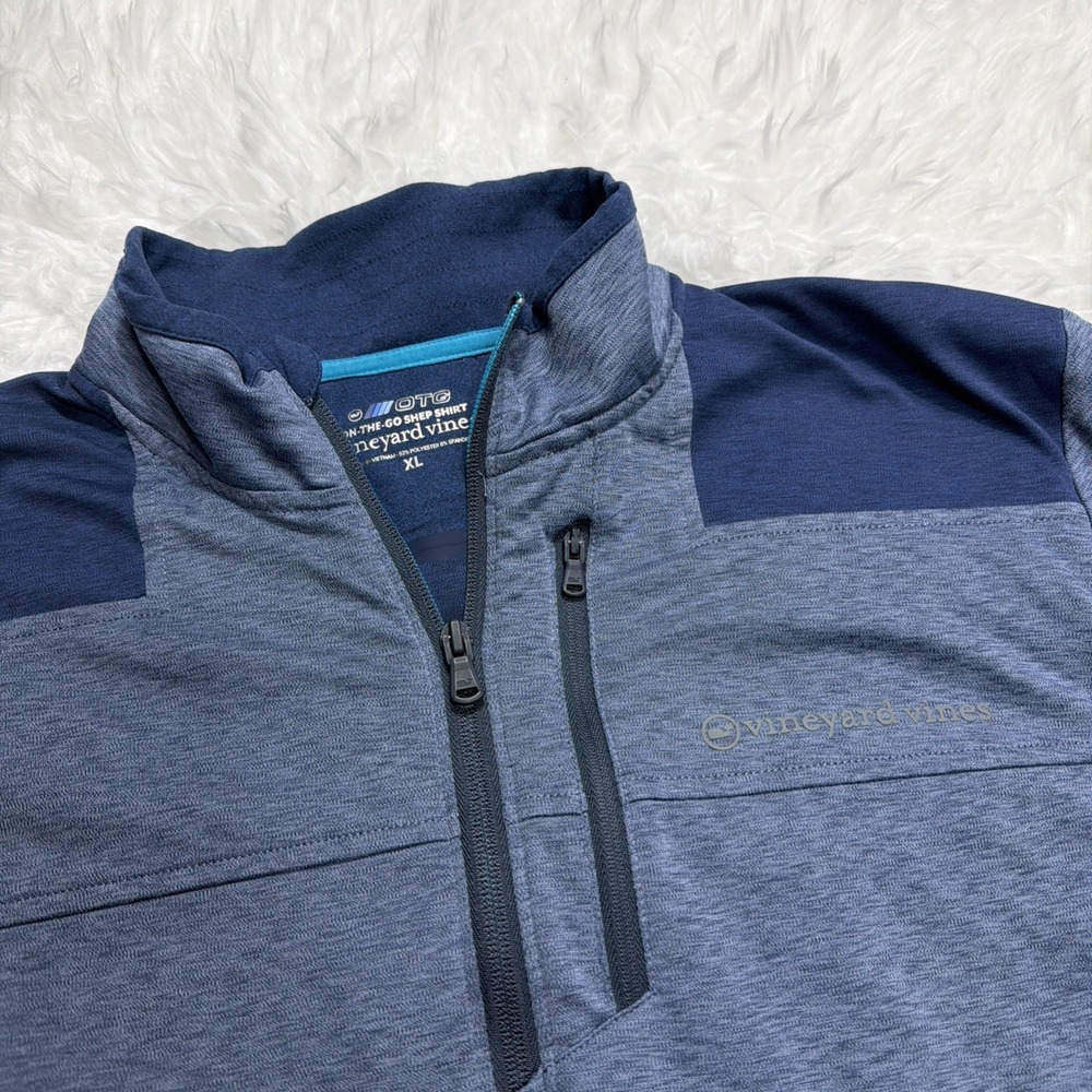 Vineyard Vines OTG 1/4 Zip Pullover Mens XL Blue Performance Golf Pickleball